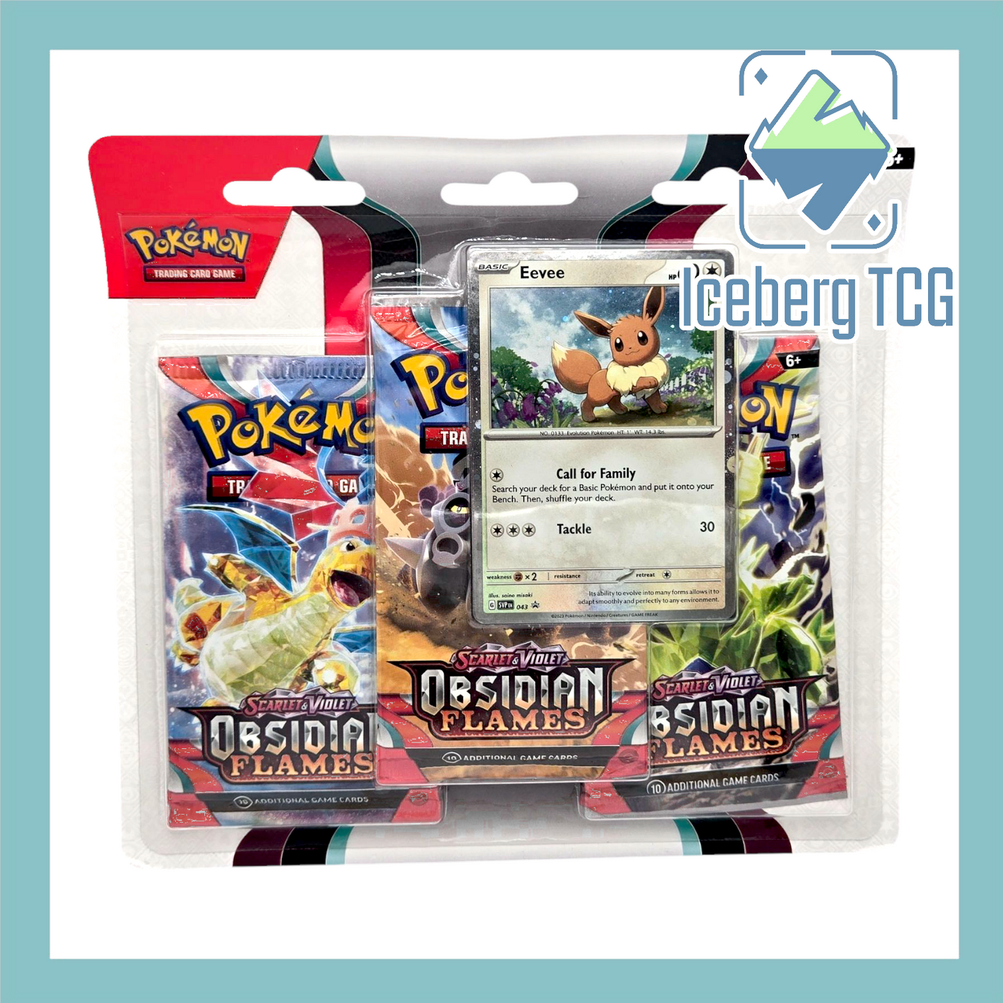 Pokemon Obsidian Flames 3 Pack Blister Houndstone & Eevee Bundle