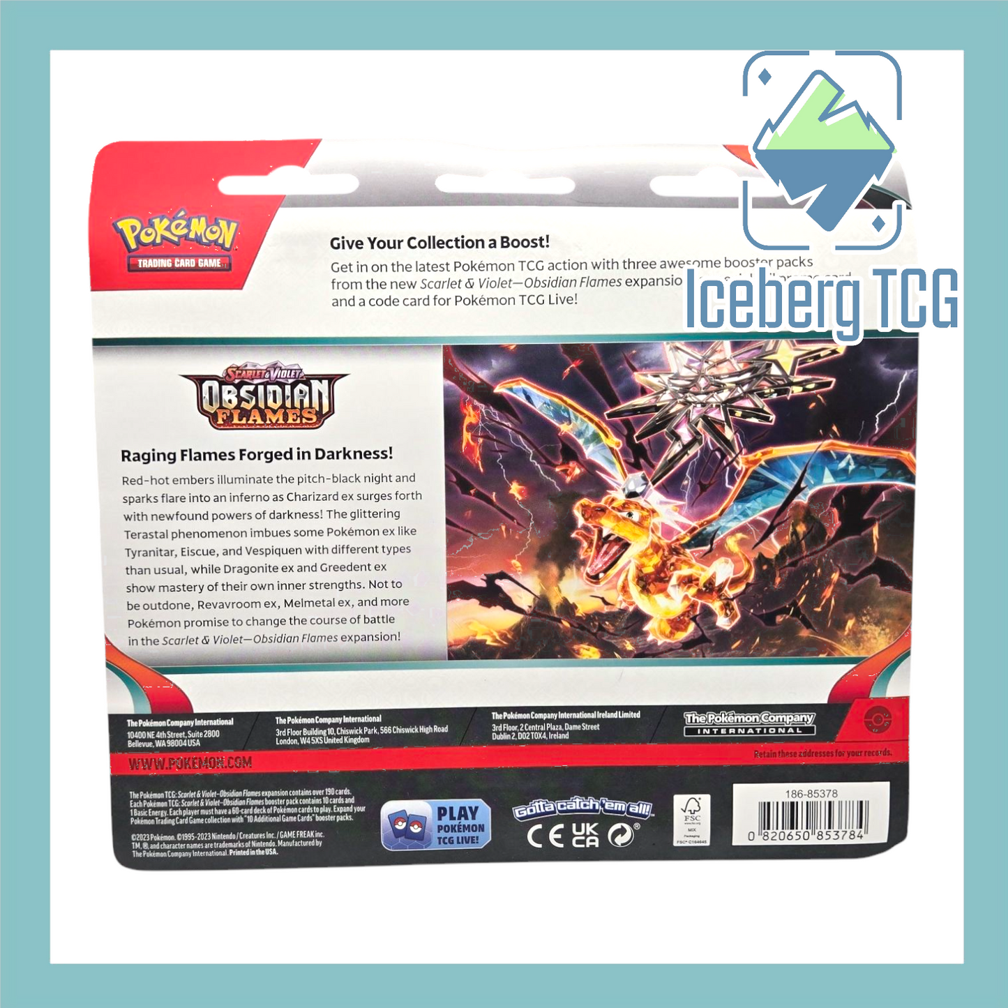 Pokemon Scarlet & Violet Obsidian Flames 3 Pack Blister Booster Case