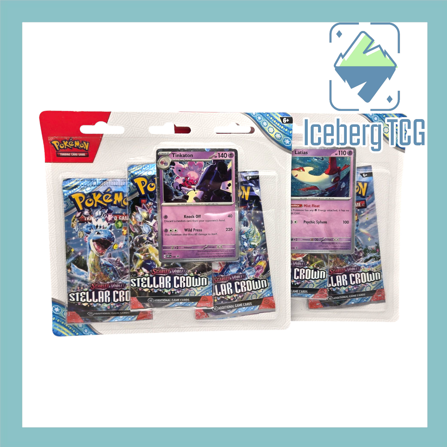 Pokemon Stellar Crown 3 Pack Blister Tinkaton & Latias Bundle